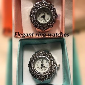 Trendy Silver stretch band Ring Watches